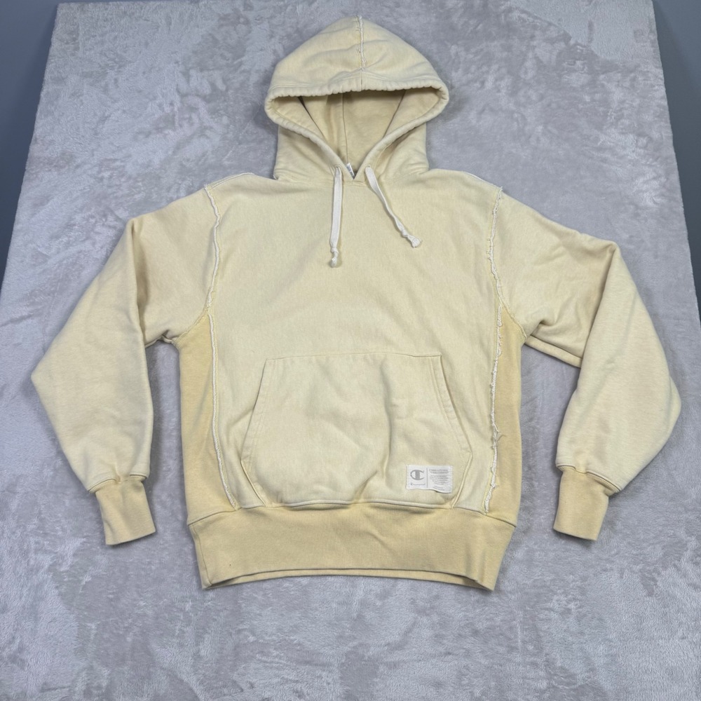 Champion Mens Reverse Weave Natural State Eco Fleece‎ Pullover Hoodie M Yellow